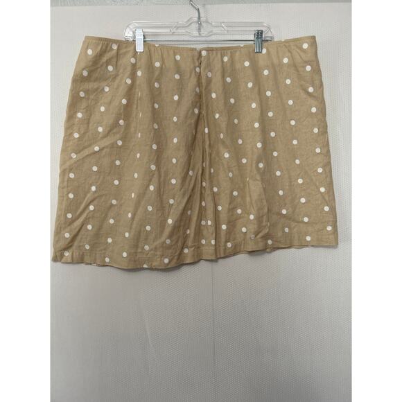 Old Navy Women's Plus Skirt Linen Blend Tan White Polka Dot Short Zip 3X NWT - Picture 8 of 10